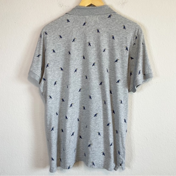 Aeropostale Gray Short Sleeve Toucan Bird Print Cotton Polo T-shirt Size Large - Picture 3 of 9